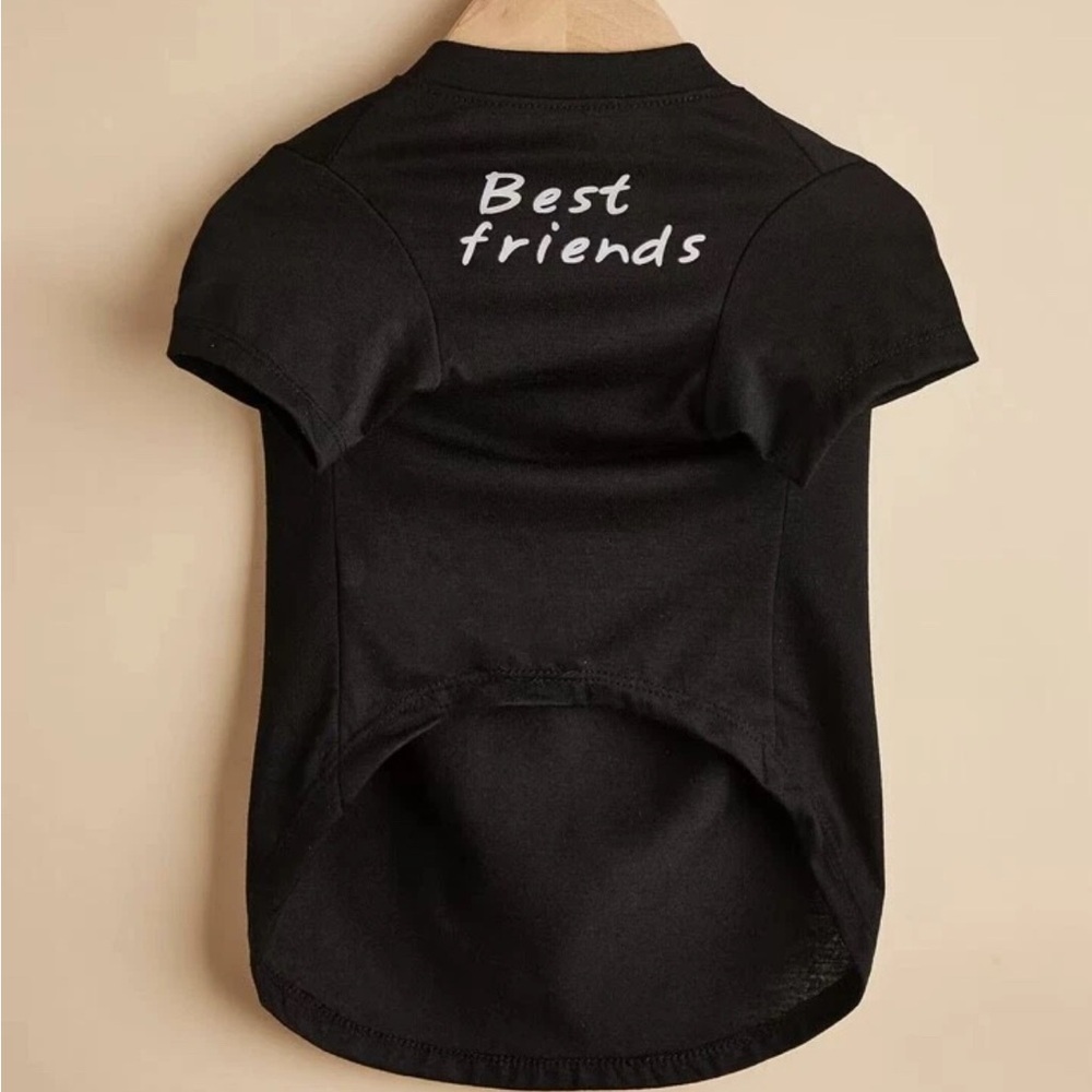 Small Dog Or Cat Pet Tee T-Shirt Best Friends Black Clothing - Picture 4 of 6